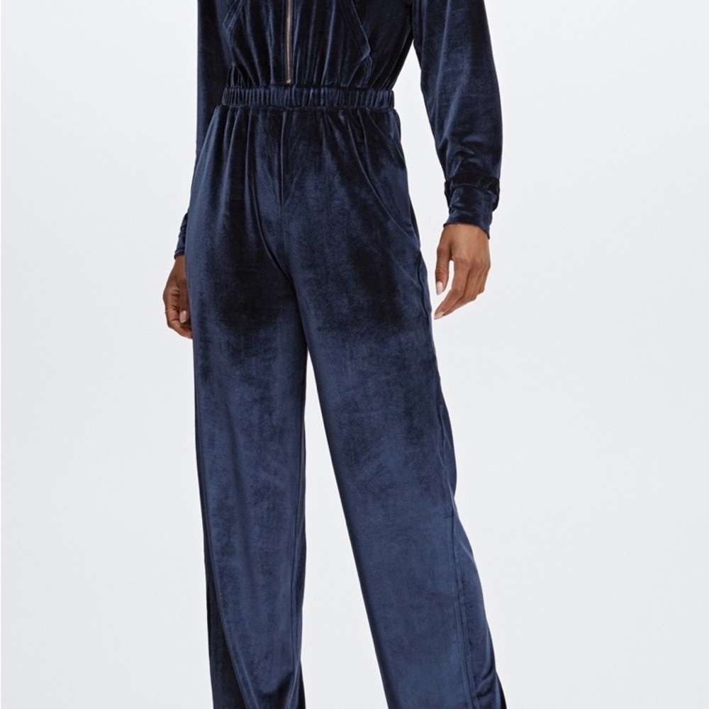 Velour Zip-Up Wide Leg Onesie